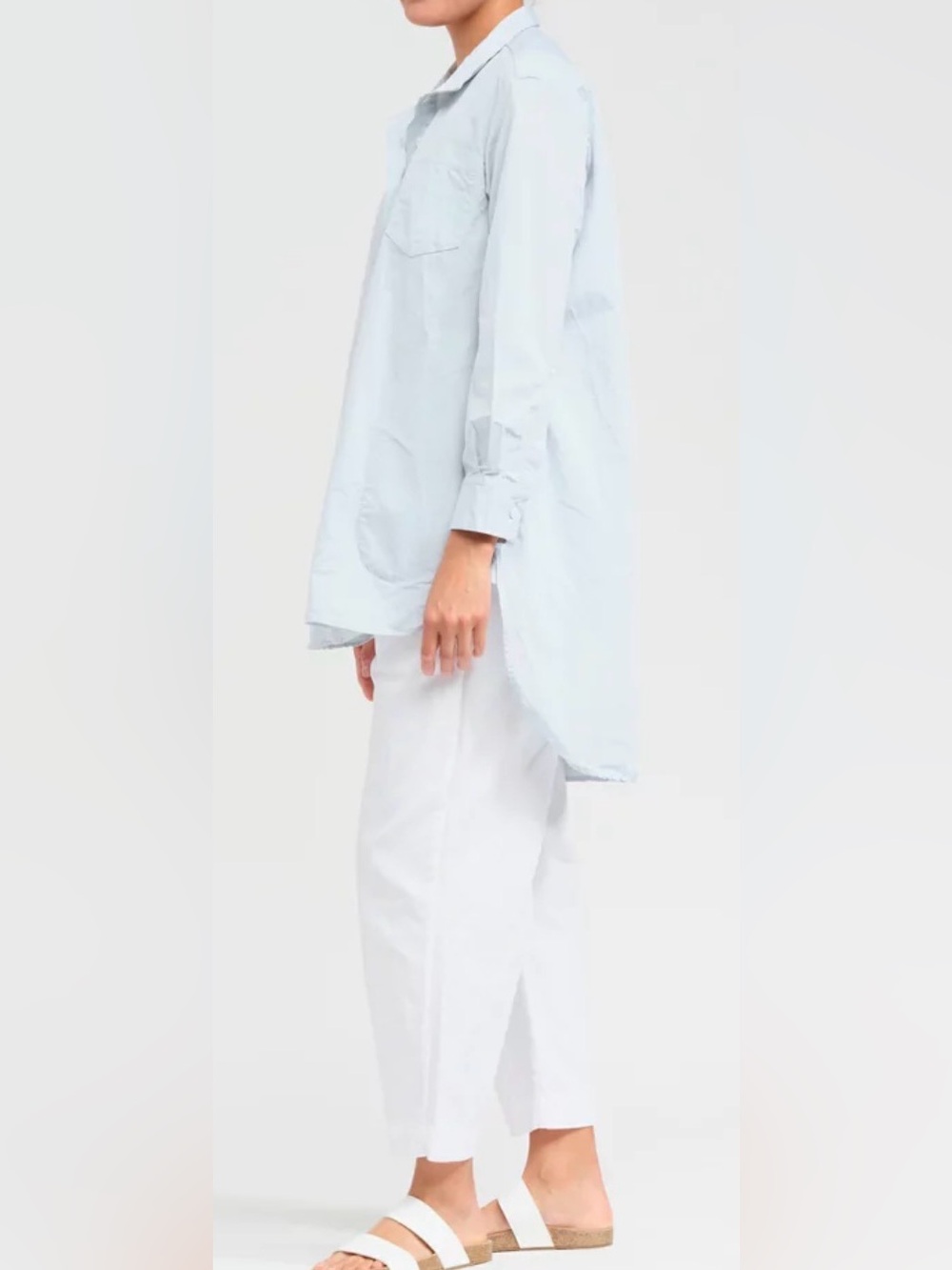 Bergfabel Tania Quiet Luxury Oversized Cotton Shirt Water Blue IT 40